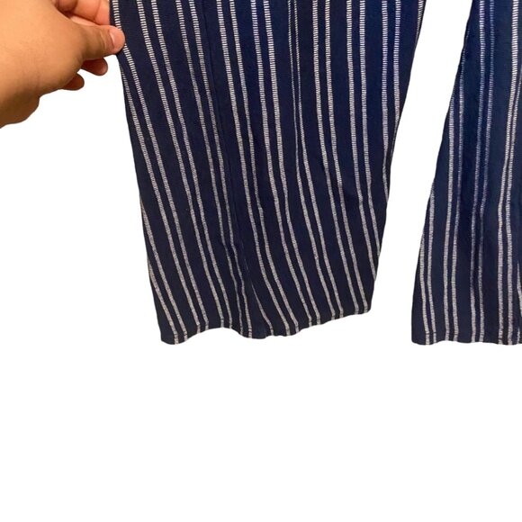 Caution to the wind Blue White Stripe V-Neck Soft Cropped Jumpsuit Romper Size M - Picture 6 of 12